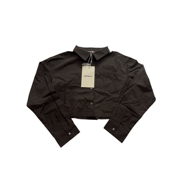 Adanola Tops - Adanola Cotton Cropped Shirt in Coffee Bean